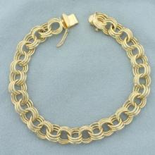 Triple Loop Charm Bracelet In 14k Yellow Gold