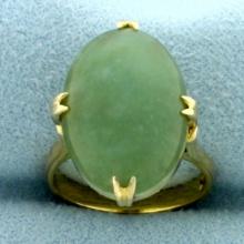 Jade Solitaire Statement Ring In 14k Yellow Gold