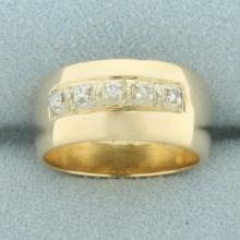 Wide Diamond Cigar Band Ring In 14k Yellow Gold