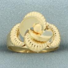 Italian Twisting Scalloped Design Ring In 18k Yellow Gold