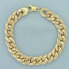 Italian Double Circle Link Bracelet In 14k Yellow Gold