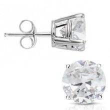 6mm Round Cut White Topaz 2ctw Stud Earrings In Sterling Silver