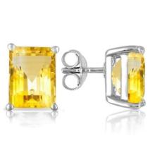 6x4mm Emerald Cut Citrine 1.2ctw Stud Earrings In Sterling Silver