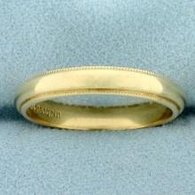 Mens Milgrain Beaded Edge Wedding Band Ring In 14k Yellow Gold