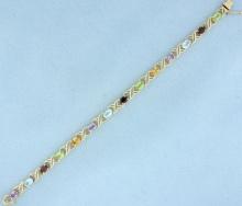 Rainbow Gemstone Bracelet In 10k Yellow Gold