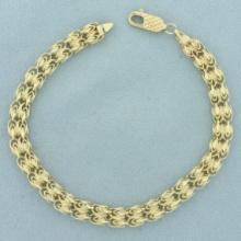 Double Row Diamond Cut Link Bracelet In 14k Yellow Gold