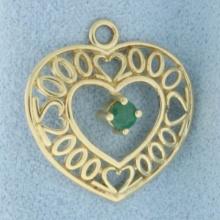 Emerald Heart Pendant Or Charm In 14k Yellow Gold