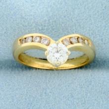 Over 1/2ct Tw V Shaped Diamond Ring In 14k Yellow Gold