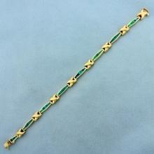 Opal Line Bracelet In 14k Yellow Gold