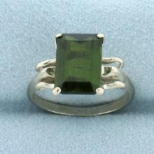 4ct Tsavorite Ring In 14k White Gold