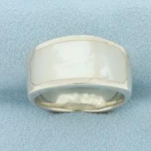 Mother Of Pearl Inlay Modern Ring In Sterling Silver