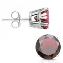 6mm Round Cut Garnet 2ctw Stud Earrings In Sterling Silver