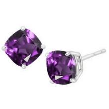 5mm Cushion Cut Amethyst 1.1ctw Stud Earrings In Sterling Silver