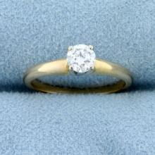 1/3ct Solitaire Diamond Engagement Ring In 14k Yellow And White Gold