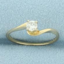 Bypass Design Diamond Solitaire Engagement Ring In 14k Yellow Gold