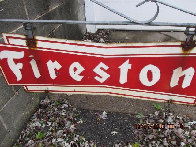Firestone Sign w/ galvanized hanger (2 sided)