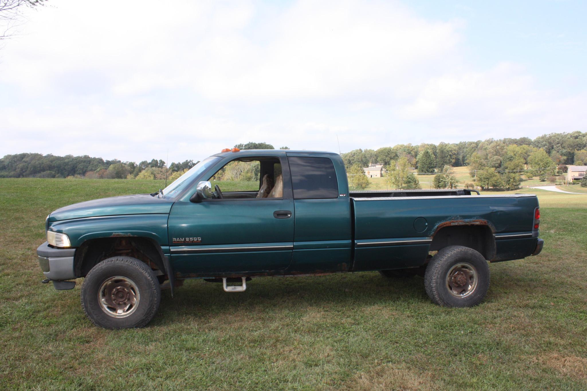 1999 Dodge extended cab, 250 Diesel 4X4 auto, rusty but runs and drives.