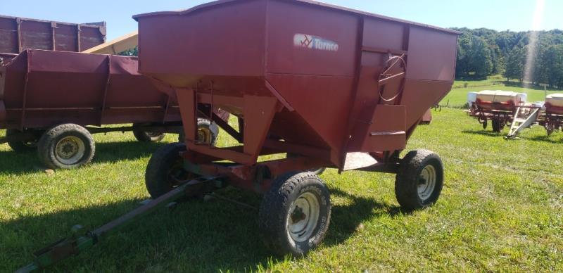 Turnco gravity bin w/ running gears