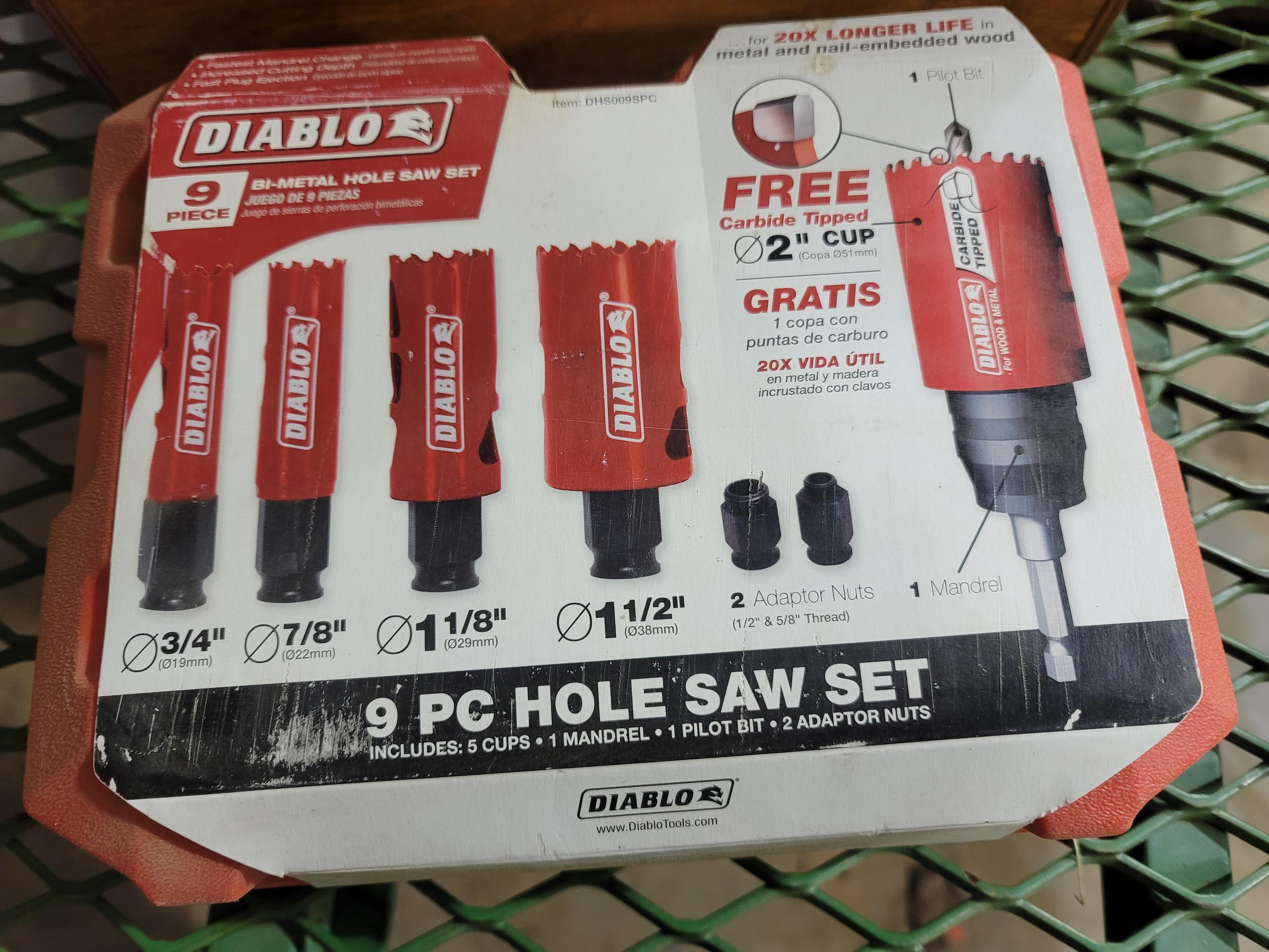 NIB Diablo 9pc Bi-Metal hole saw set