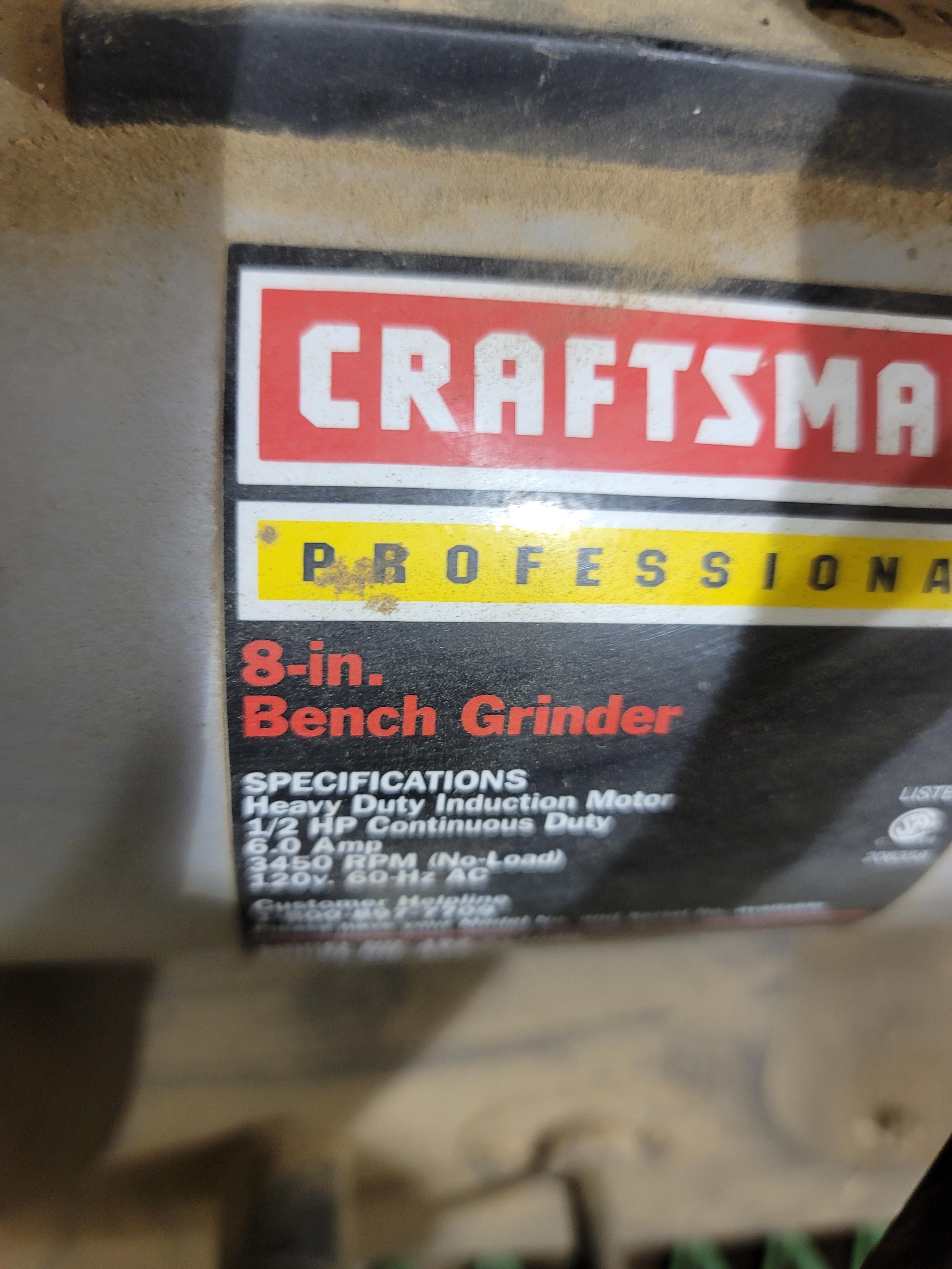 Craftsman 8" Bench Grinder. Works