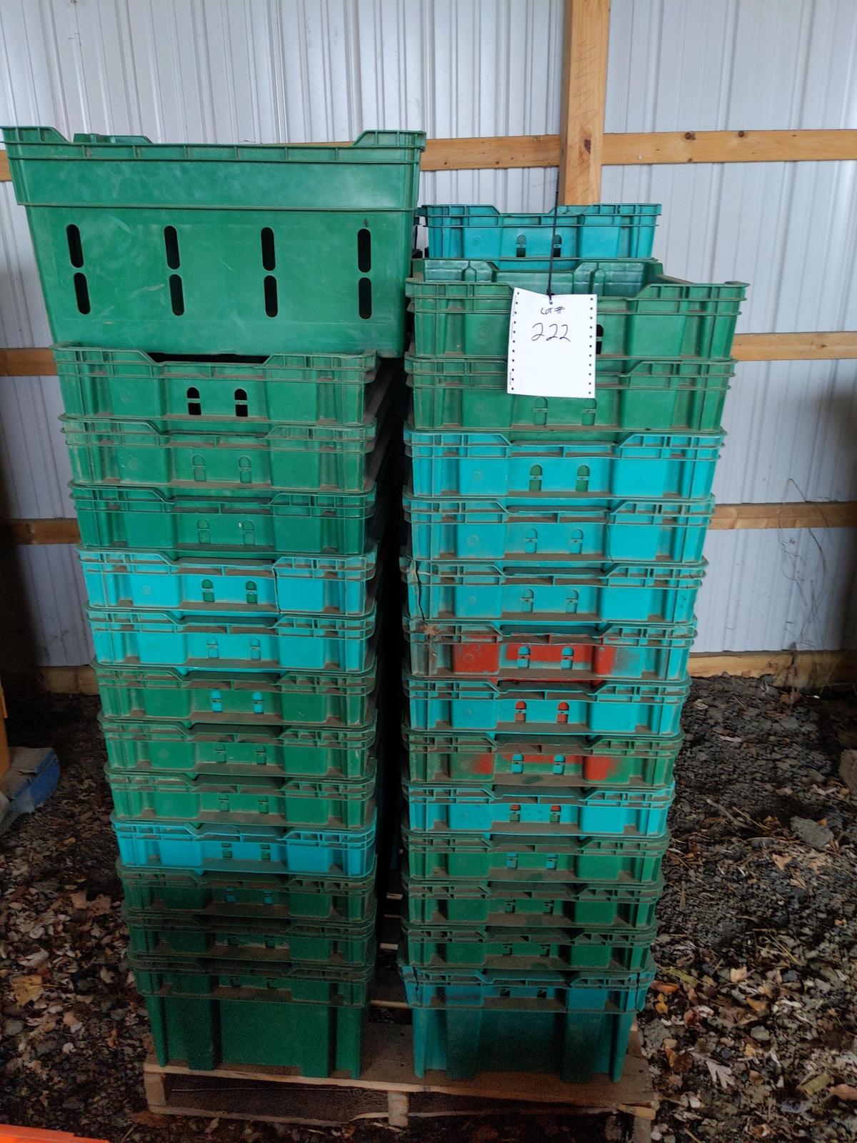 Green plastic crates