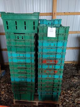 Green plastic crates