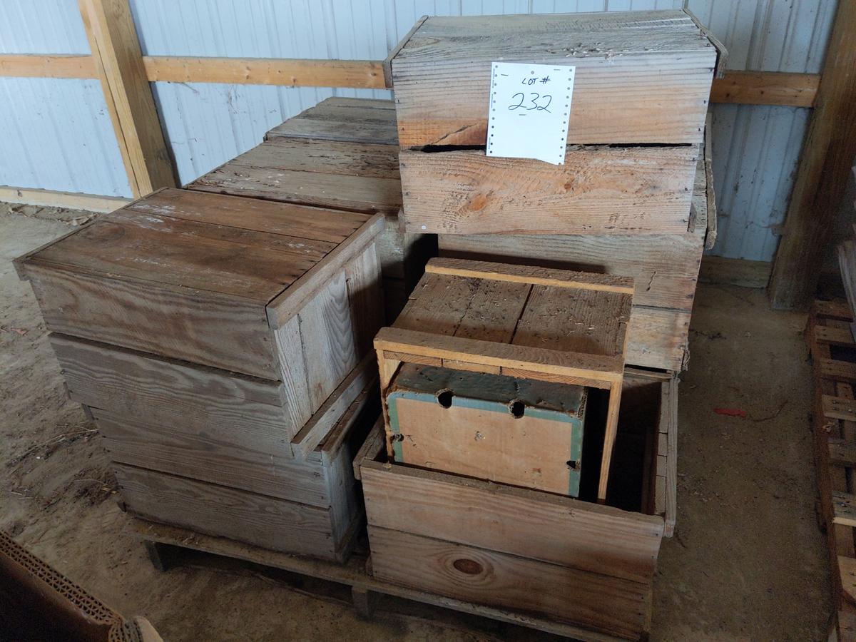 Skid of 18 wooden crates