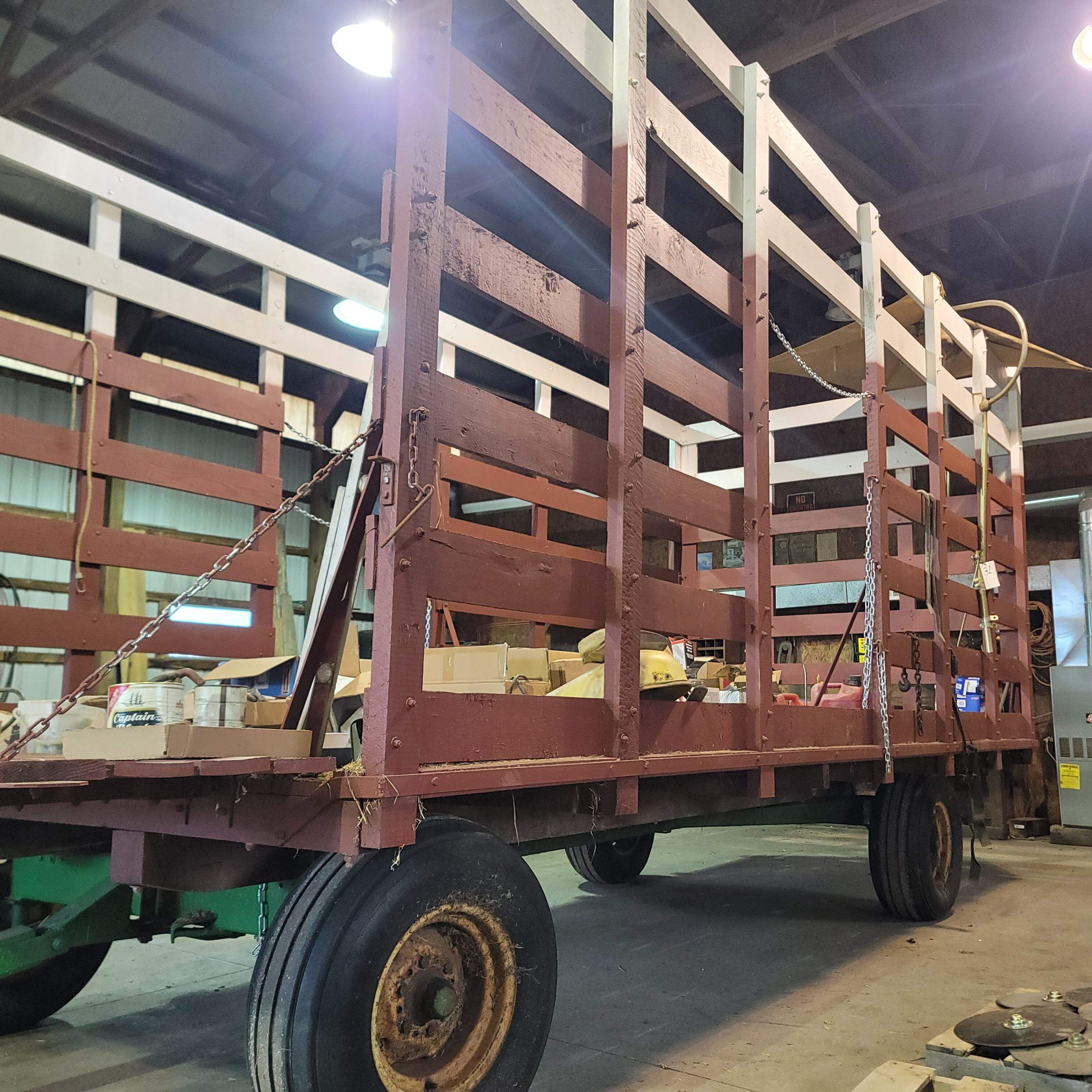 Hoover built wooden hay rack on good running gears