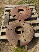 Pair of rear wheel weights for a Ford 6000