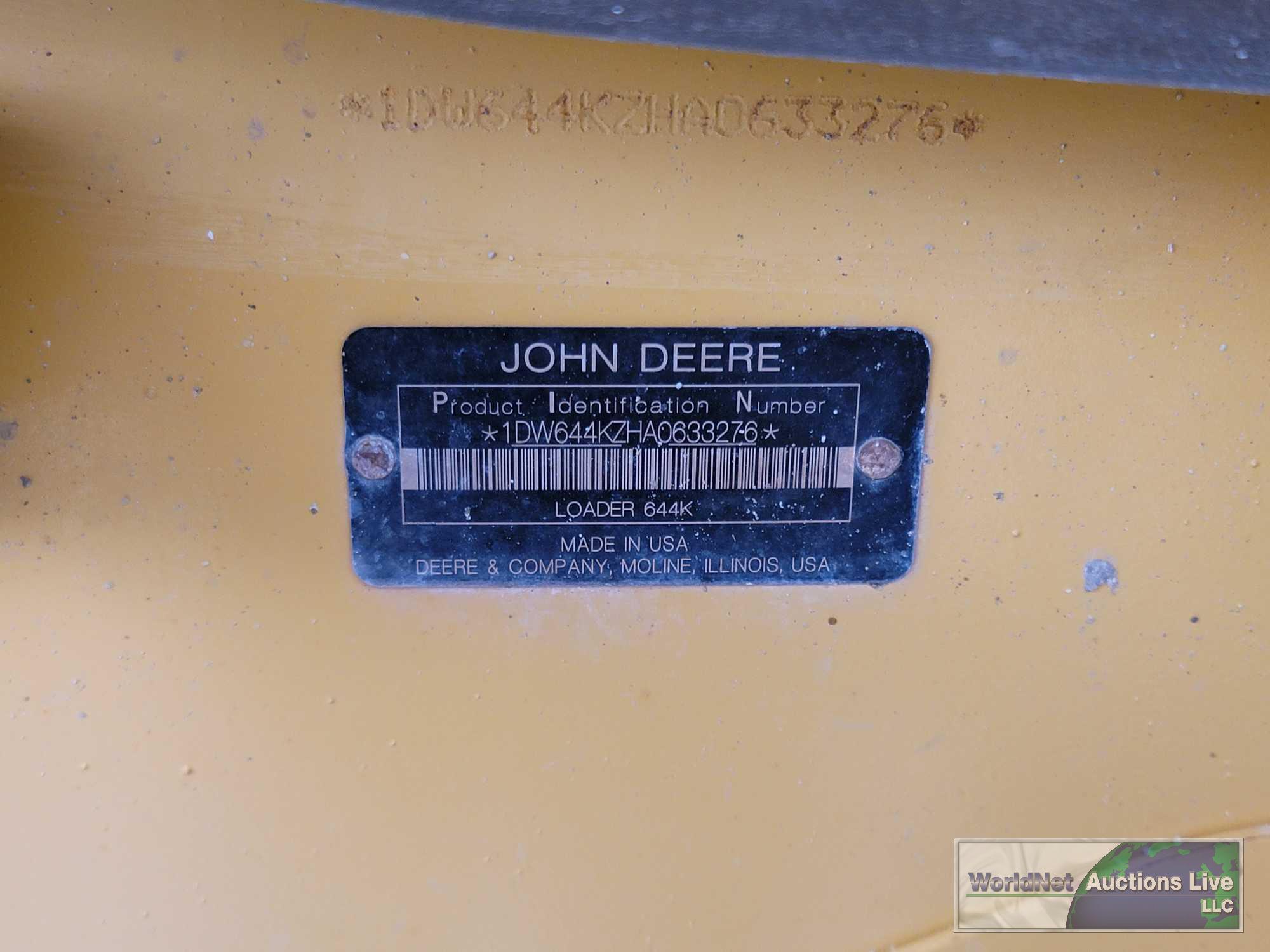 2011 John Deere 644K, Vin# 1DW644KZHA0633276