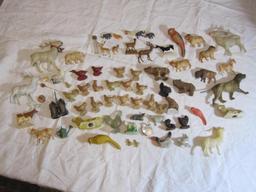 Lot of Misc Animal Figurines, Plastic, Blow Mold, Farm, Forest, Zoo, 1.5lbs