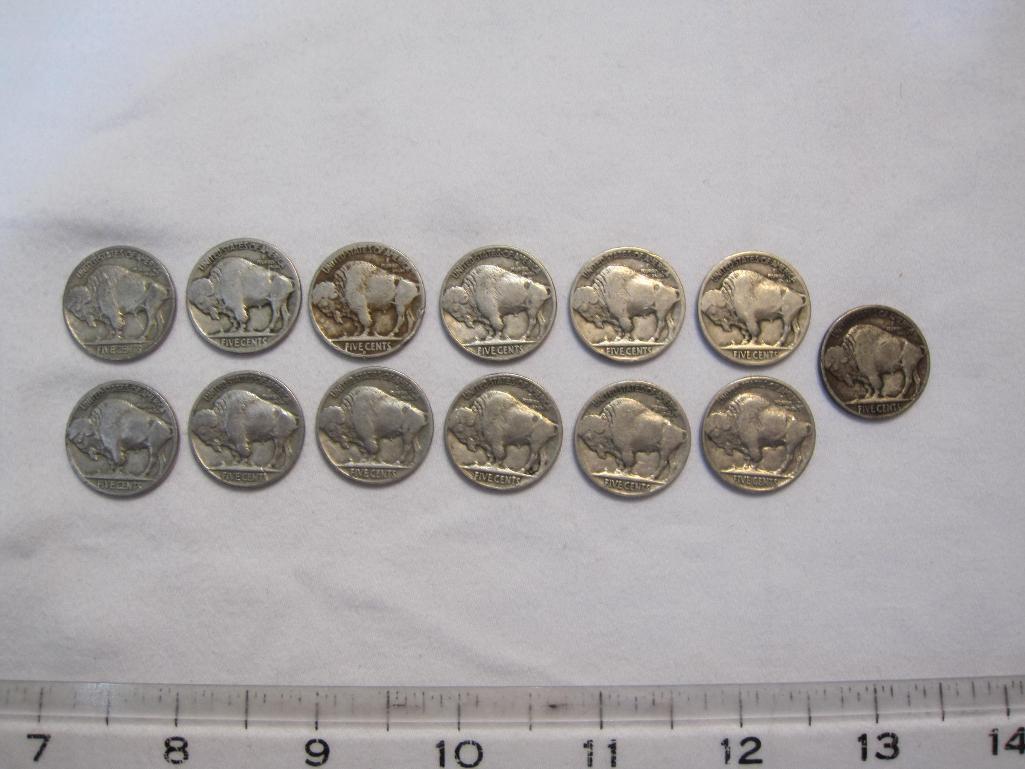 13 US Buffalo/Indian Head Nickels, 3 oz