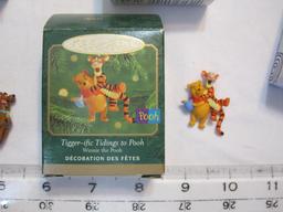 Lot of Hallmark Keepsake Ornaments with Winnie the Pooh, Snoopy, Scooby, snowman earrings, 4 oz