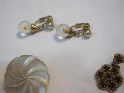 Lot of Vintage Costume Jewelry including clip-on earrings, 2 oz