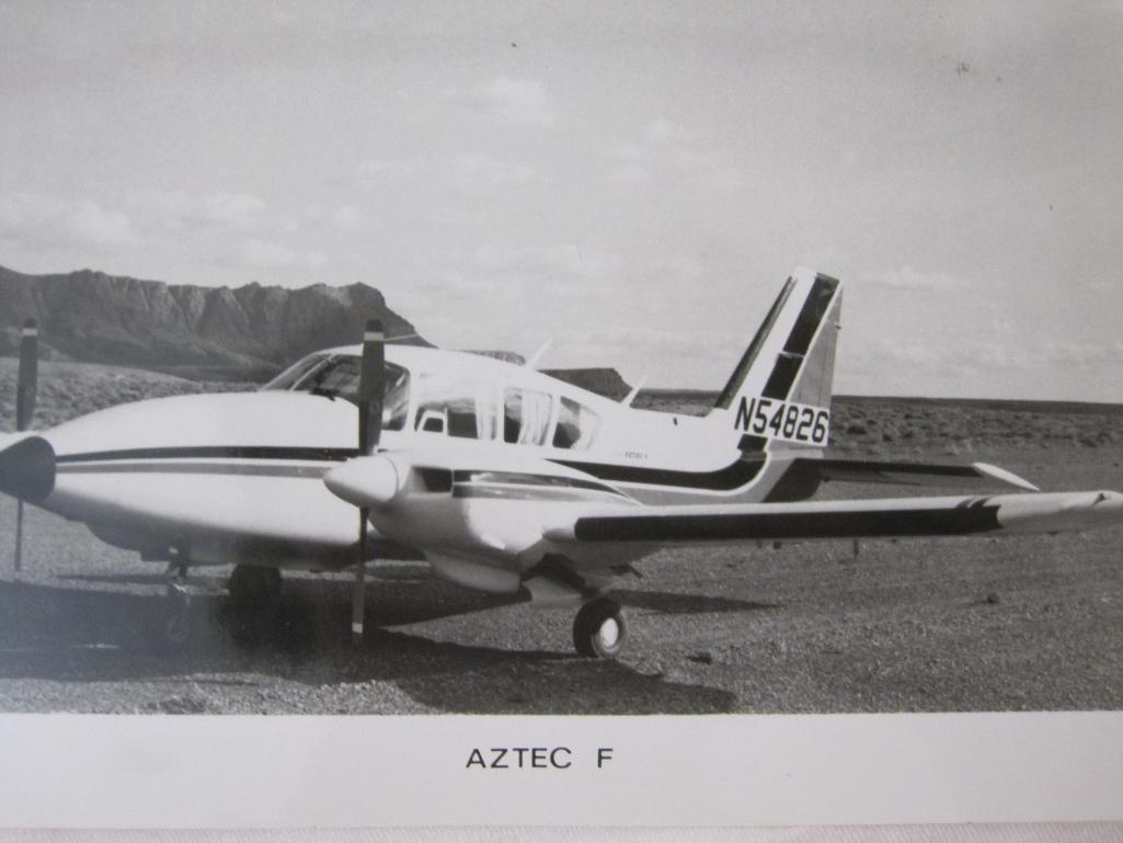 Vintage Piper Airplane Photographs, glossy black and white including Aztec F and NC22965, 3 oz