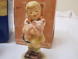 2 MJ Hummel/Goebel Figurines including Christmas Wish #1517 and Pigtails #1382, in original boxes, 9