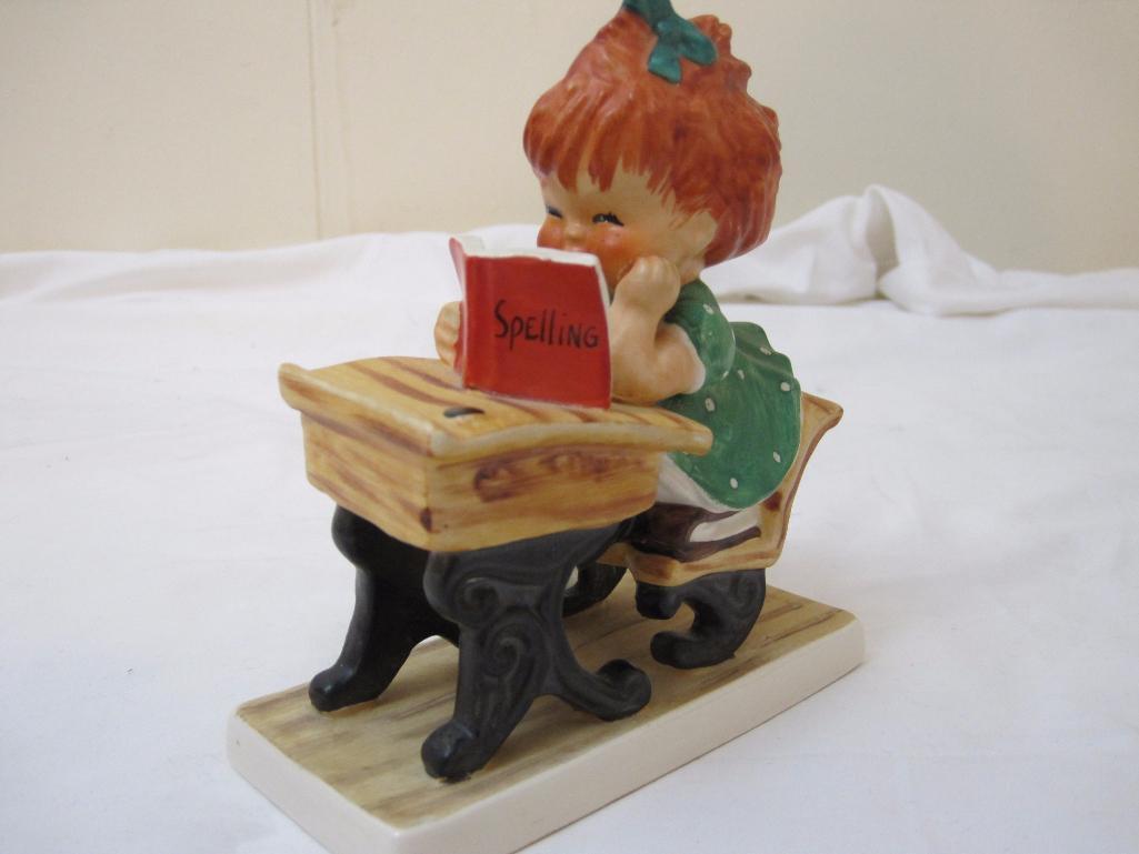 2 Goebel Redhead Ceramic Figurines including "Spellbound" and "Retreat to Safety", MJ Hummel, 1 lb 3