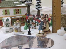 Lot of Assorted Christmas Display Pieces including ceramic Scrooge & Marley Building, Department 56