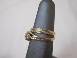 10K Gold Diamond Engagement Ring (1.6 g) and 10K Gold Wedding Band w/ diamonds (1.5 g)