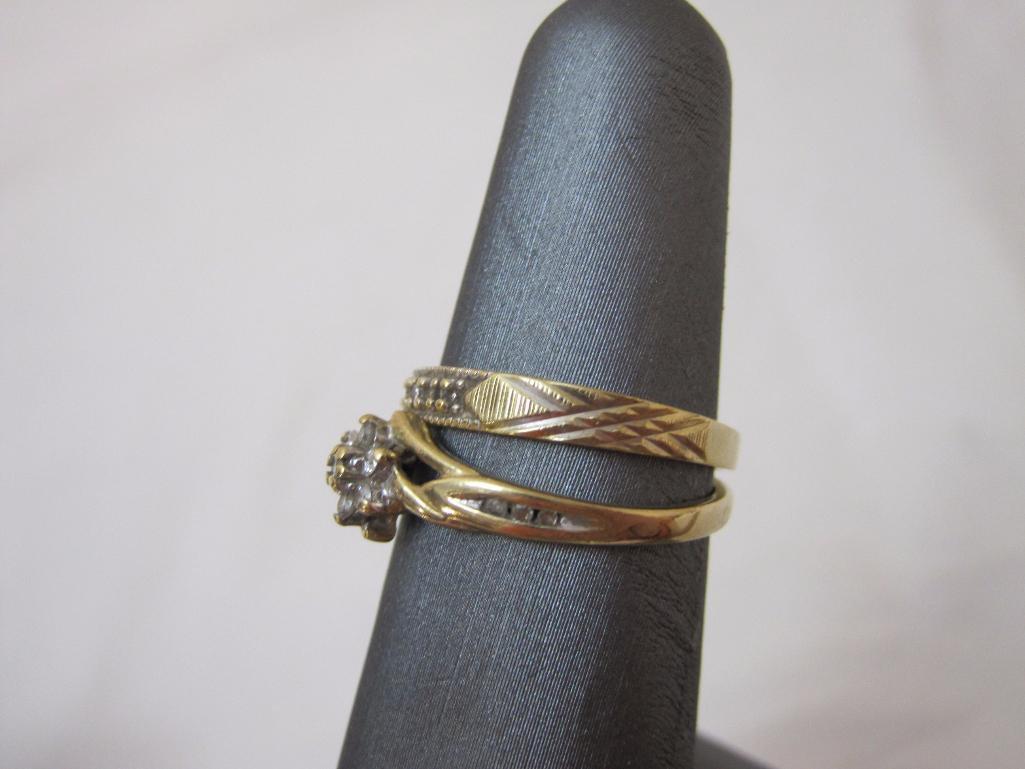 10K Gold Diamond Engagement Ring (1.6 g) and 10K Gold Wedding Band w/ diamonds (1.5 g)