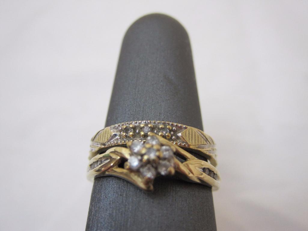 10K Gold Diamond Engagement Ring (1.6 g) and 10K Gold Wedding Band w/ diamonds (1.5 g)