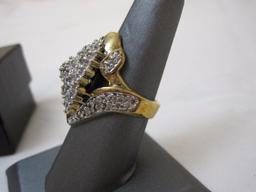 Goldtone Sterling Silver (925) Diamond Cluster Ring, marked CI, 10.7 g