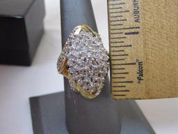 Goldtone Sterling Silver (925) Diamond Cluster Ring, marked CI, 10.7 g