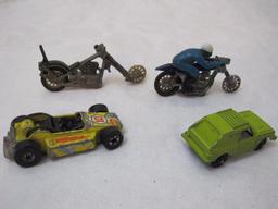 Lot of Vintage Diecast Cars including 1975 HotWheels, Tootsie and motorcycles, 4 oz