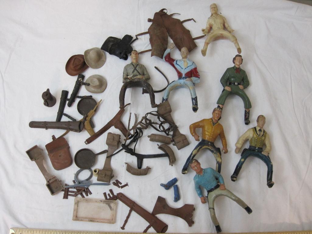 Lot of Hartland Plastics Western Figures including Roy Rogers, Dale Evans, Tonto, and Annie Oakley
