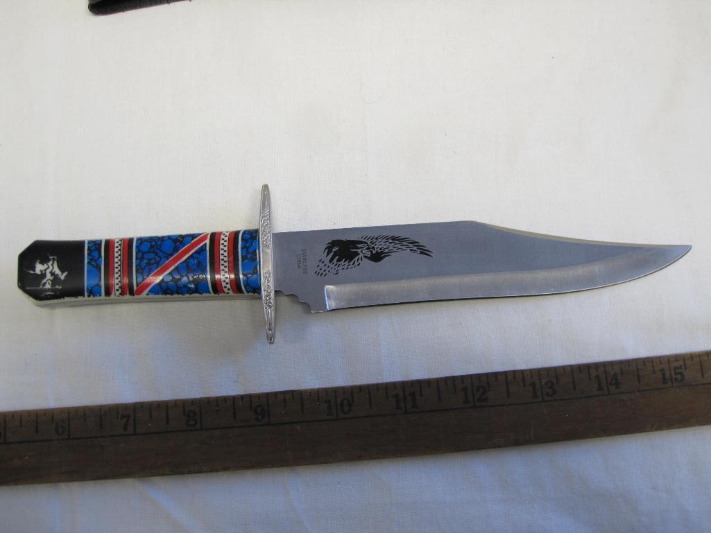 Decorated sheath knife with stainless blade, made in China, K-183, NIB