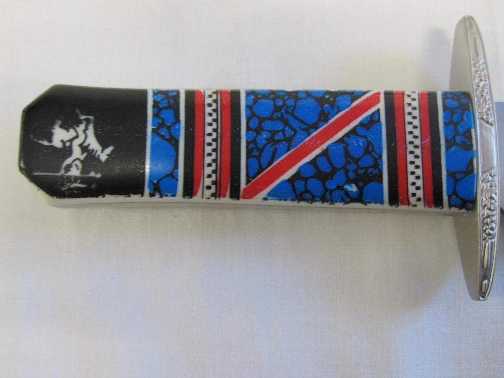 Decorated sheath knife with stainless blade, made in China, K-183, NIB