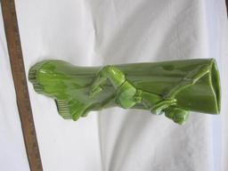 Pair of Elegant Green Royal Haeger Lime Green Dancing Girl Vases, 14 inches tall, 6lbs