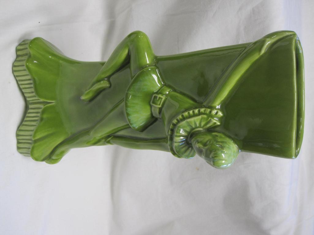 Pair of Elegant Green Royal Haeger Lime Green Dancing Girl Vases, 14 inches tall, 6lbs
