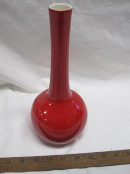 Speckled Deep Red Haeger Pottery Onion Vase, approx 10.5 inches tall, 1lb